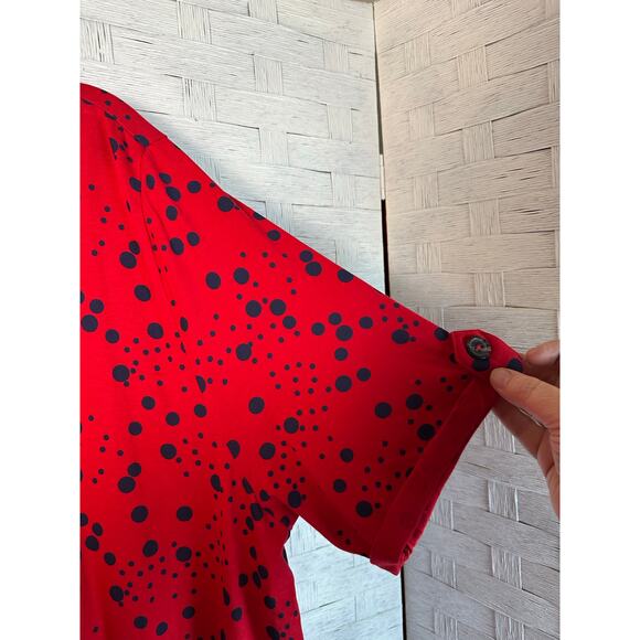 Ulla Popken polkadot Tshirt dress red & blue drawstring waist pockets plus size - Picture 2 of 13